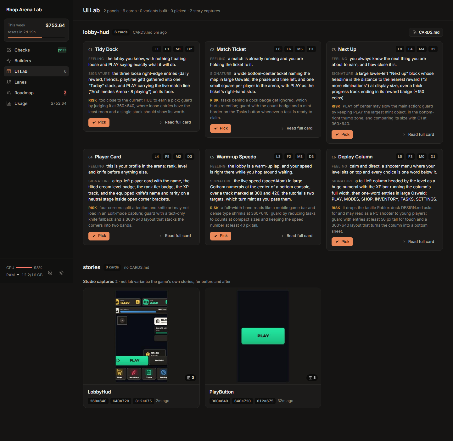 Lab dashboard